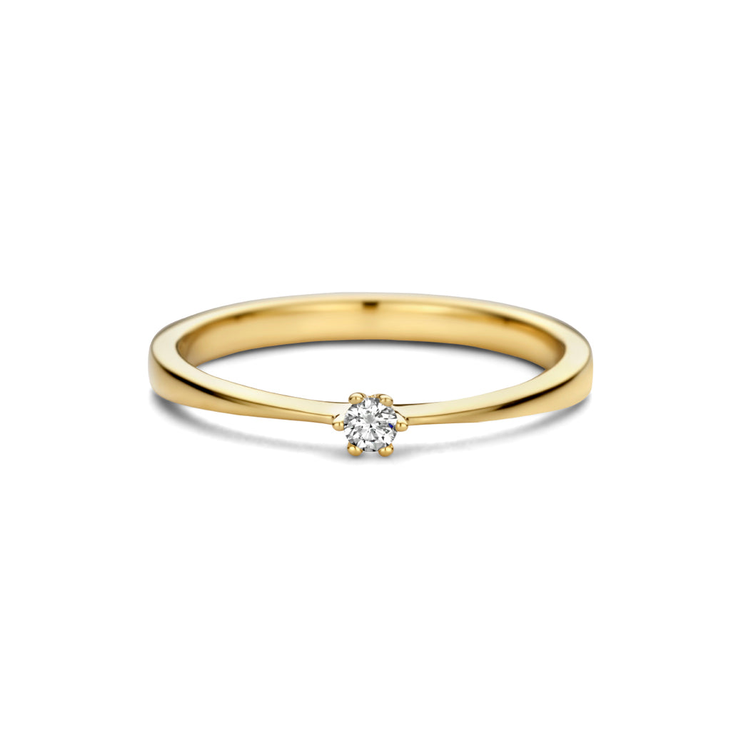 Aanzoeksring diamant 0.05ct h si 14k geelgoud