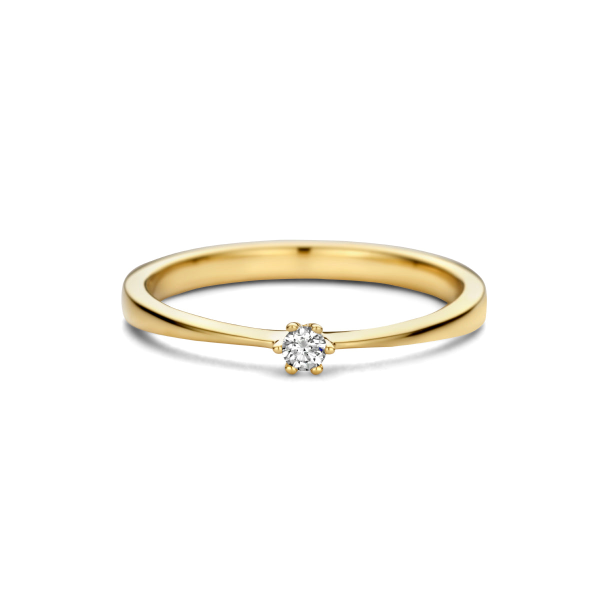 Aanzoeksring diamant 0.05ct h si 14k geelgoud