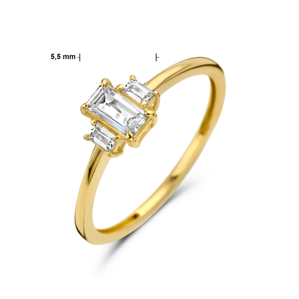 Ring trilogie zirkonia 14k geelgoud
