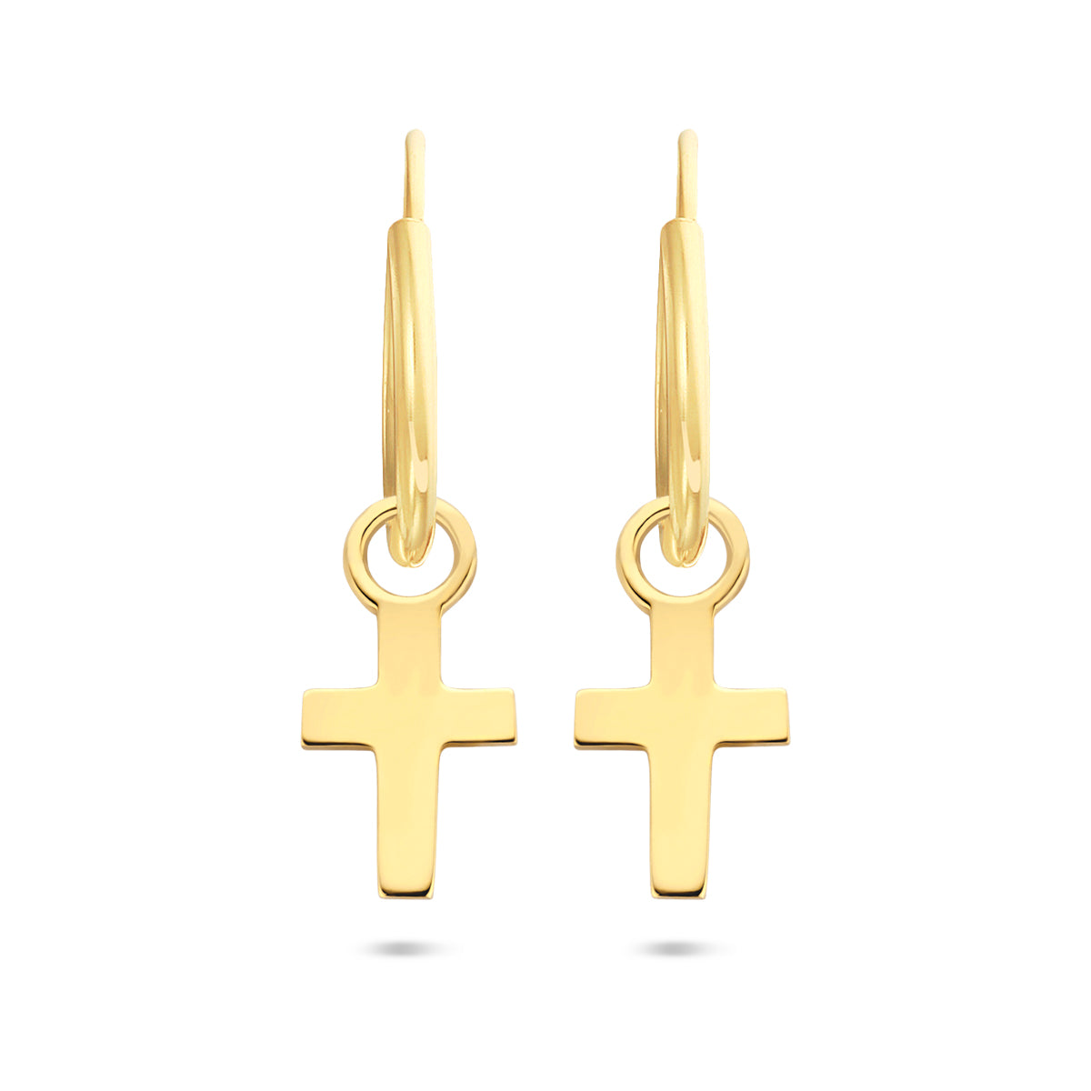 Oorringen kruis 14k geelgoud
