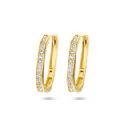 Klapoorringen paperclip zirkonia 14k geelgoud