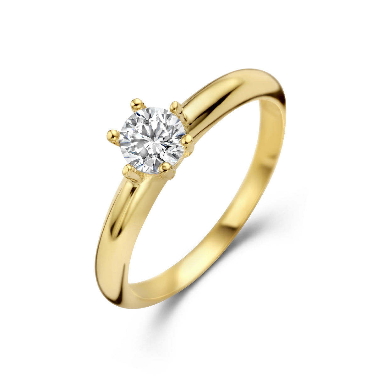 Ring zirkonia 14k geelgoud