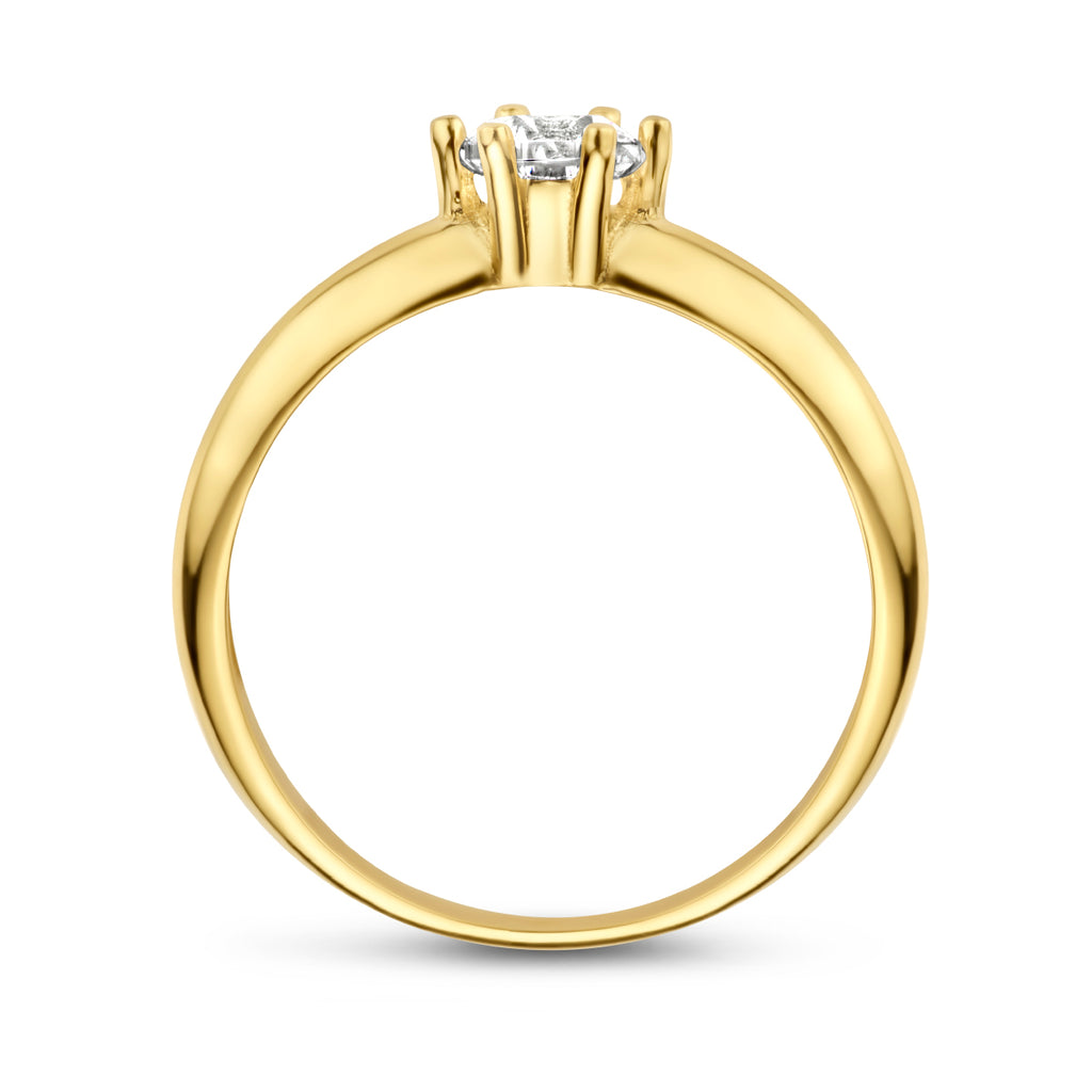 Ring zirkonia 14k geelgoud