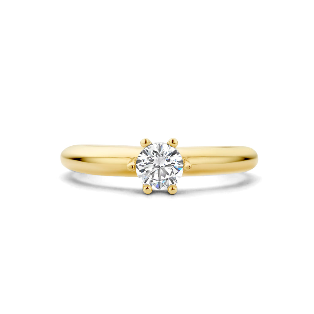 Ring zirkonia 14k geelgoud