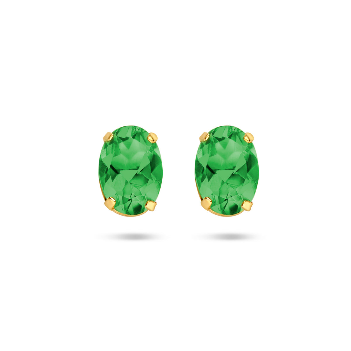 Oorknoppen groen agaat 14k geelgoud