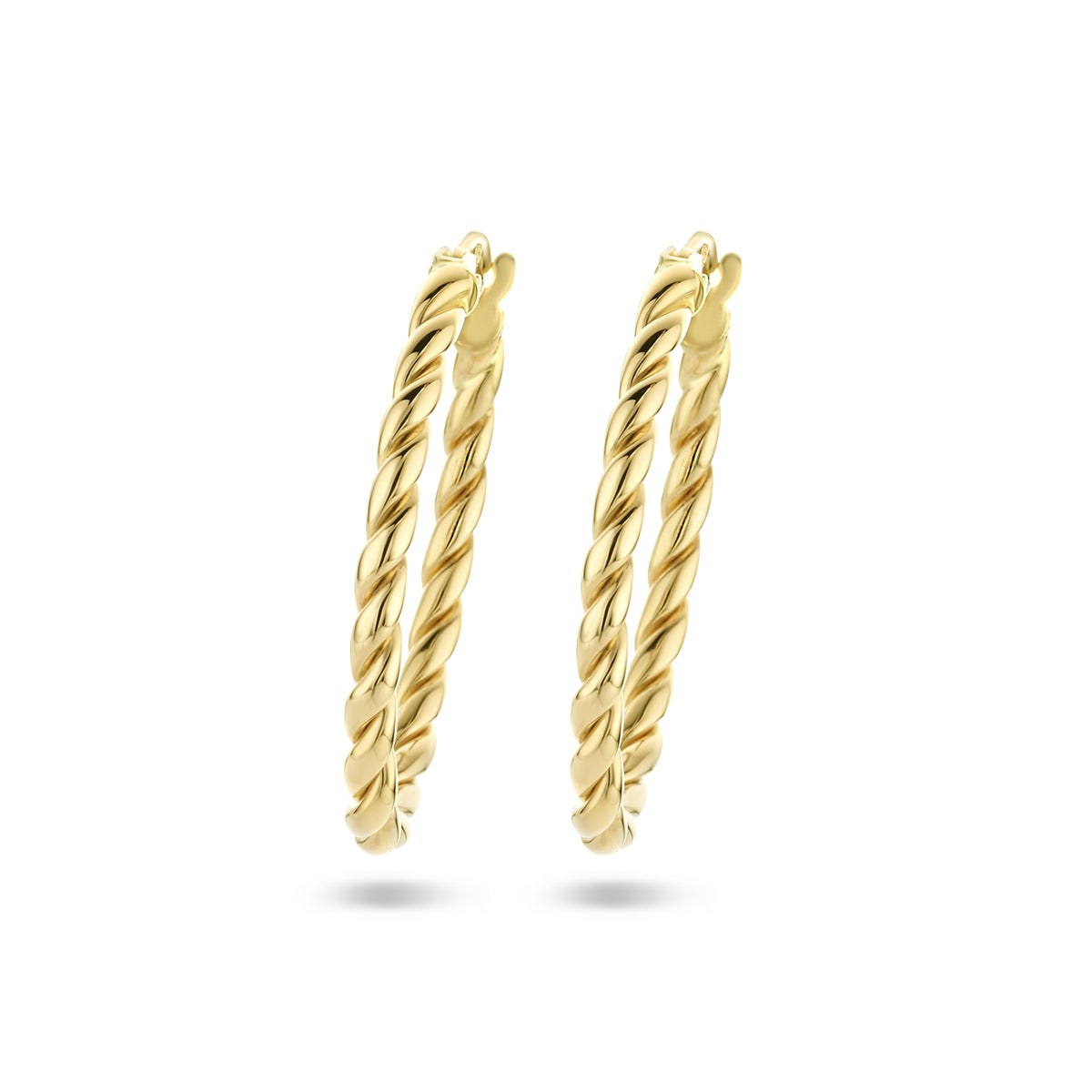 Oorringen gedraaid 14k geelgoud