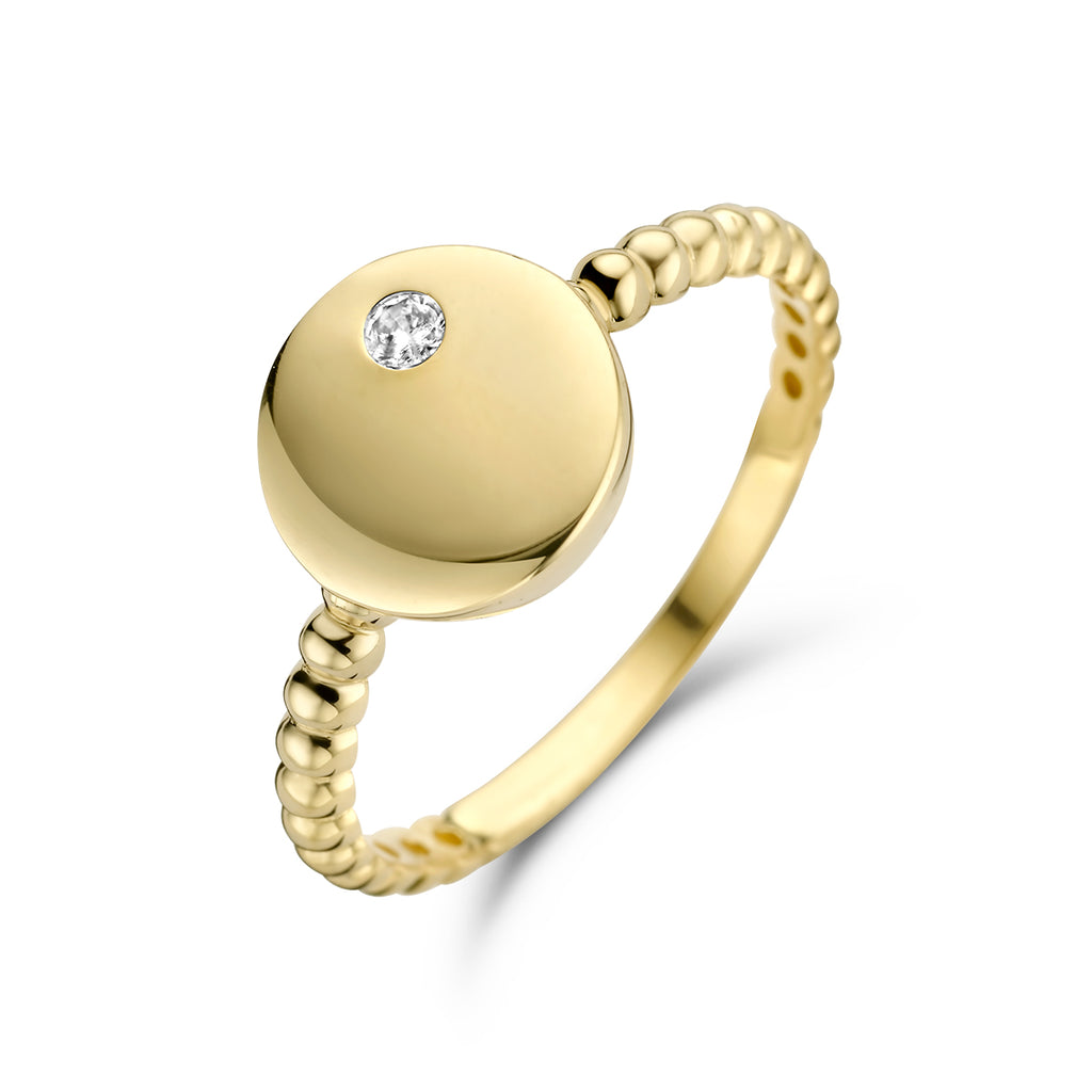 Ring zirkonia 14k geelgoud