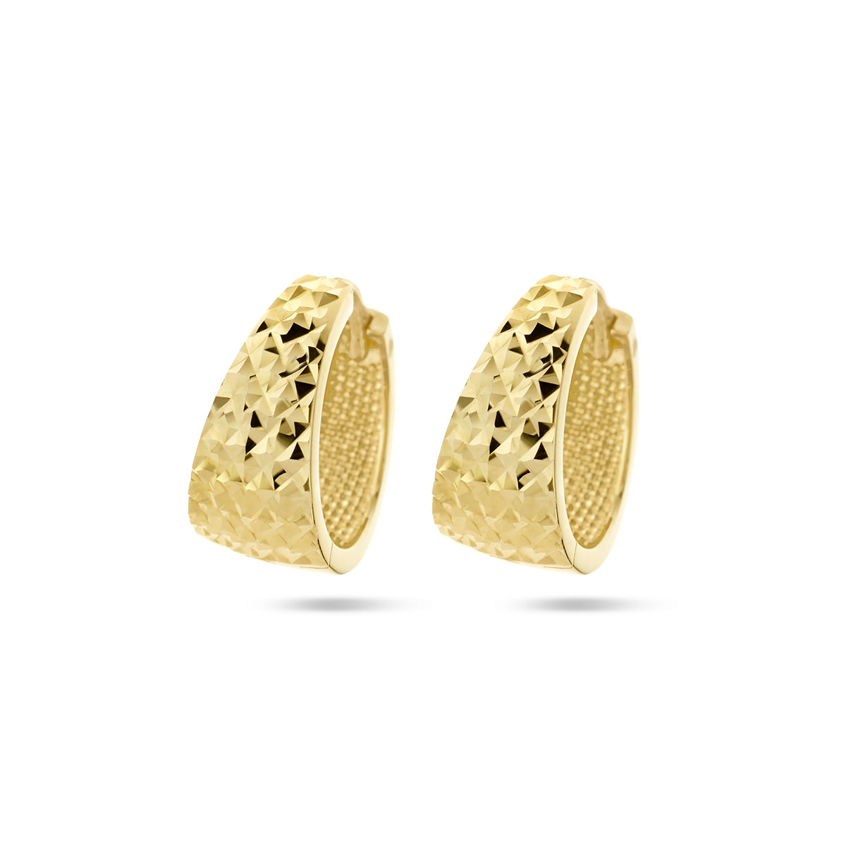 Klapoorringen gediamanteerd 14k geelgoud