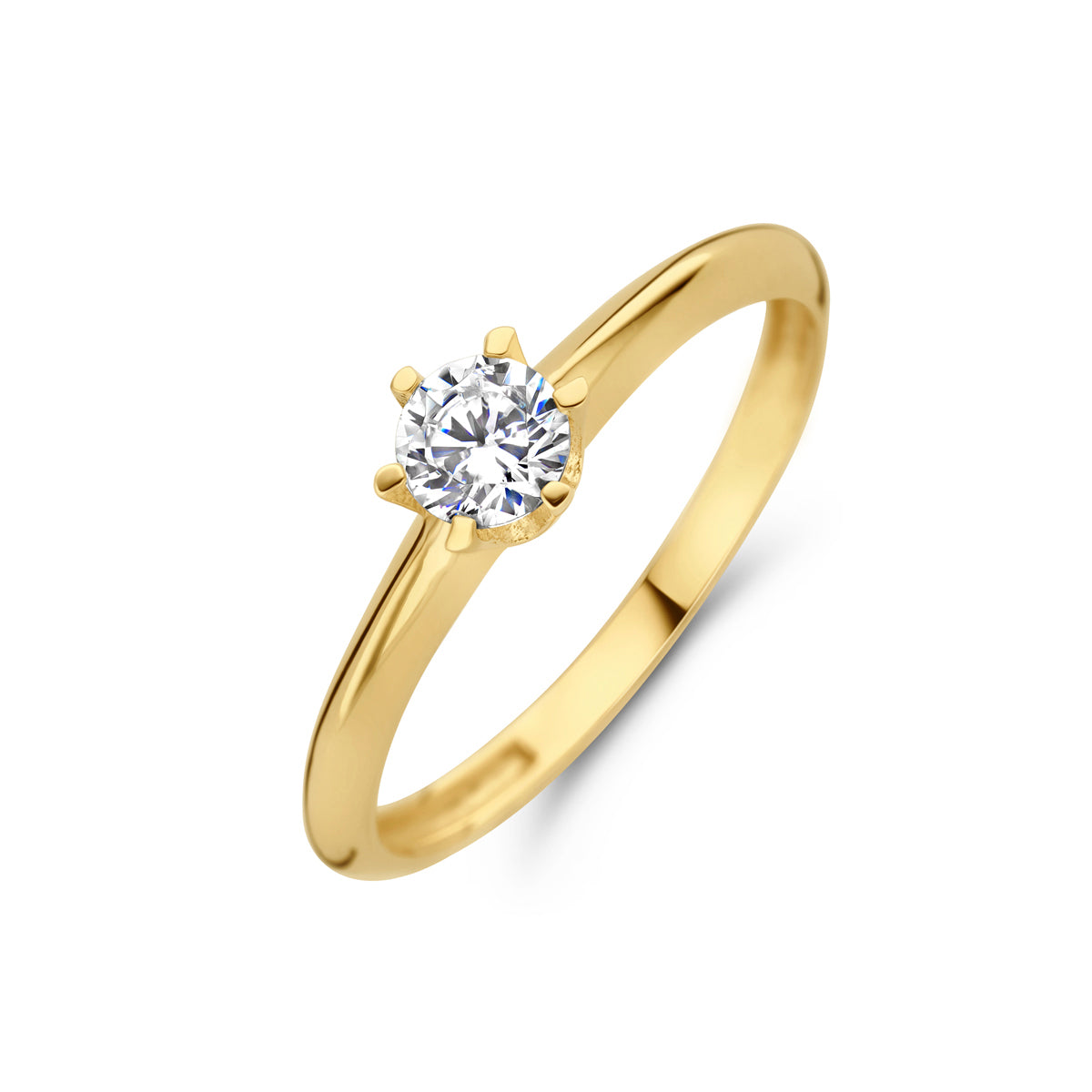 Ring zirkonia 14k geelgoud
