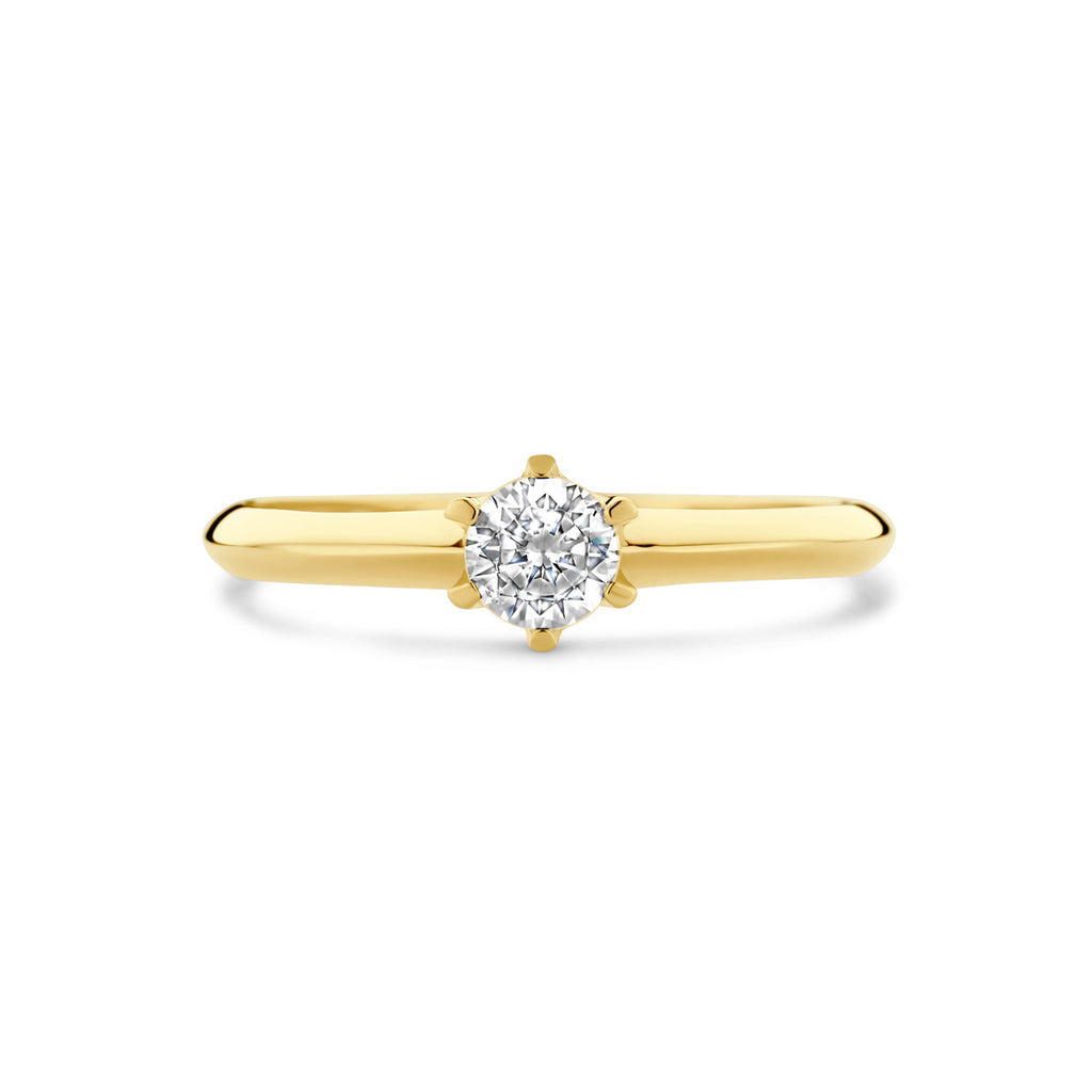 Ring zirkonia 14k geelgoud