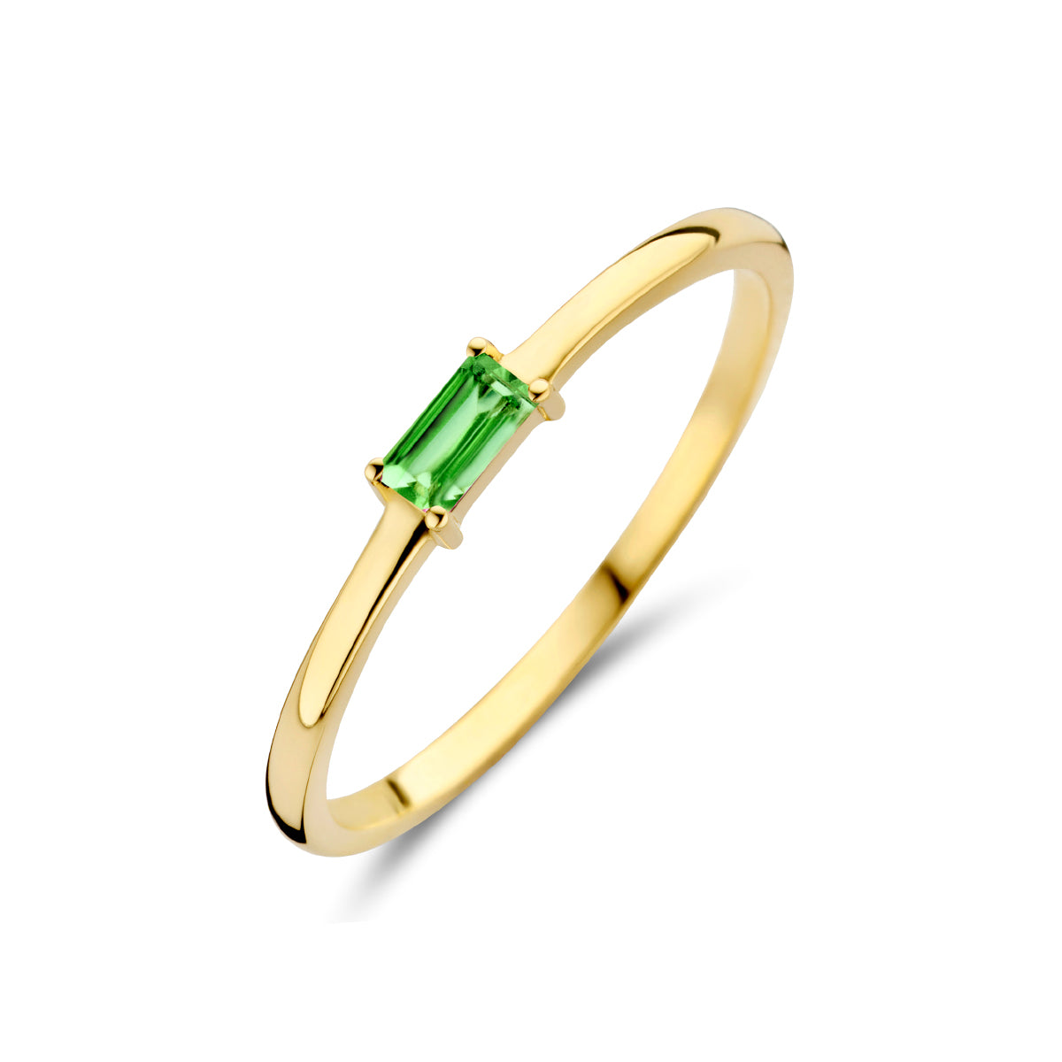 Ring met geboortesteen smaragd mei 14k geelgoud