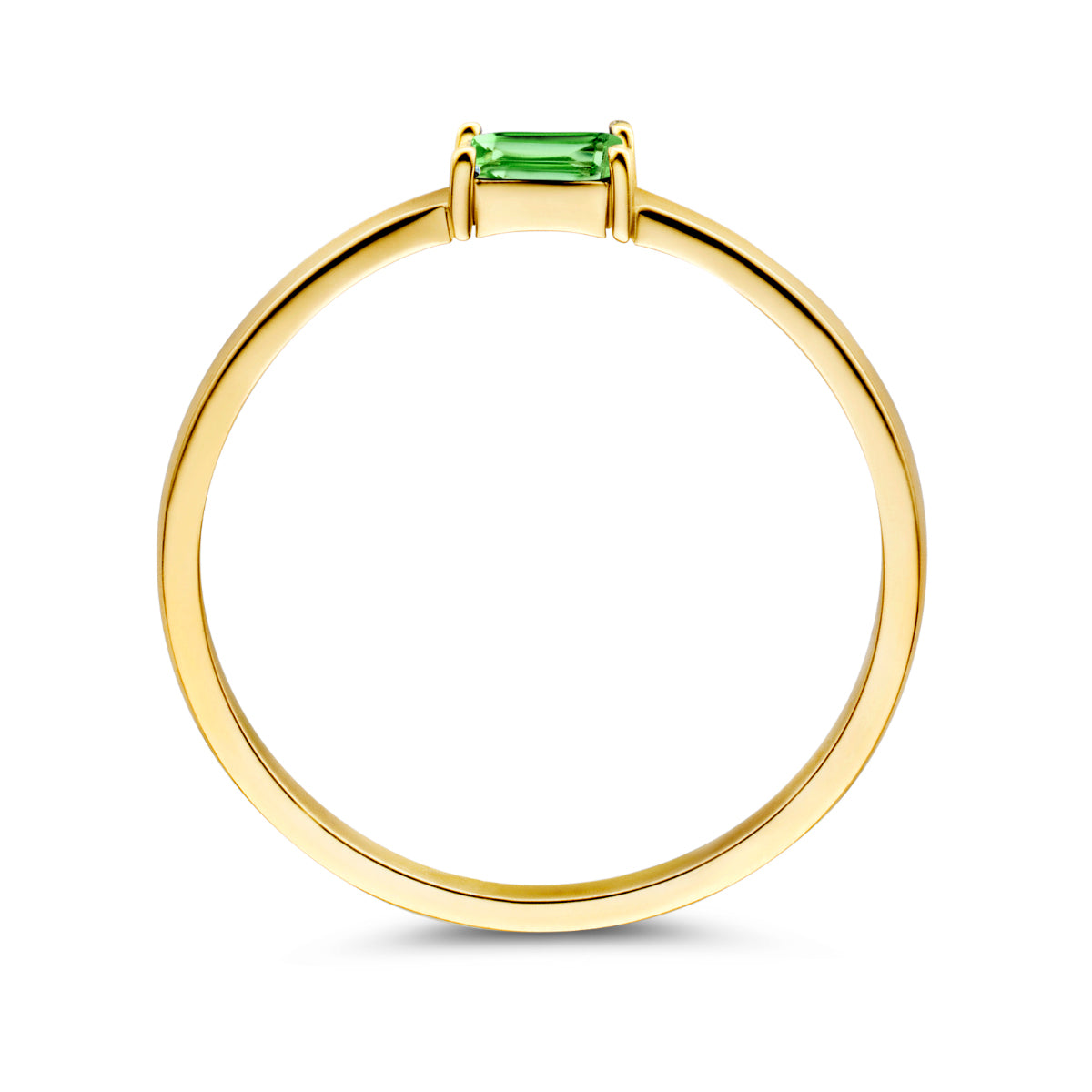 Ring met geboortesteen smaragd mei 14k geelgoud