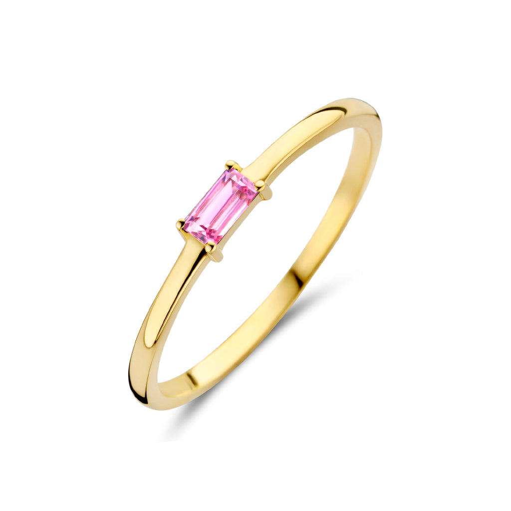 Ring met geboortesteen toermalijn oktober 14k geelgoud