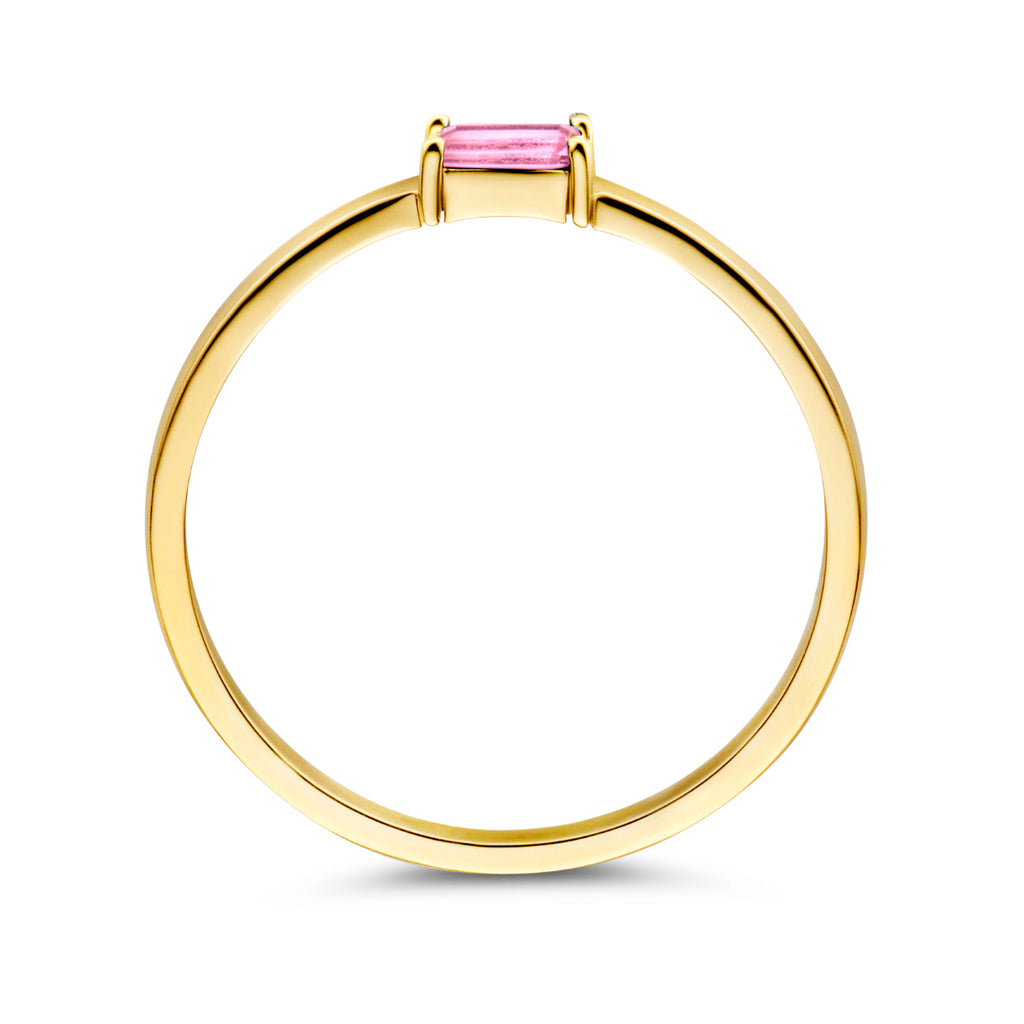 Ring met geboortesteen toermalijn oktober 14k geelgoud