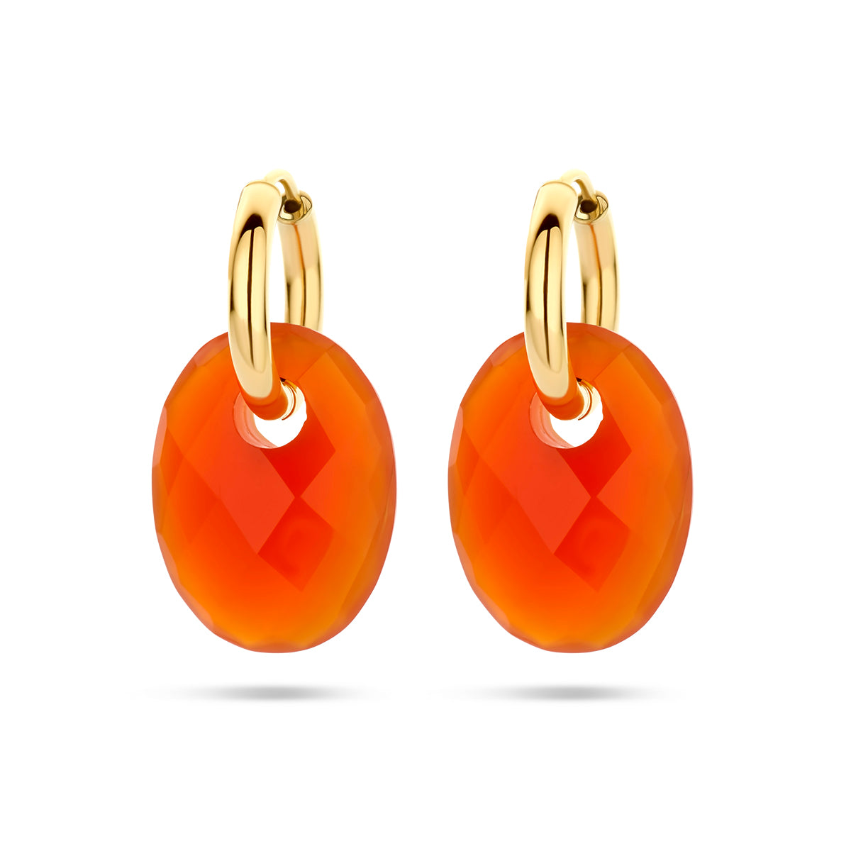 Klapoorringen carneool 14k geelgoud