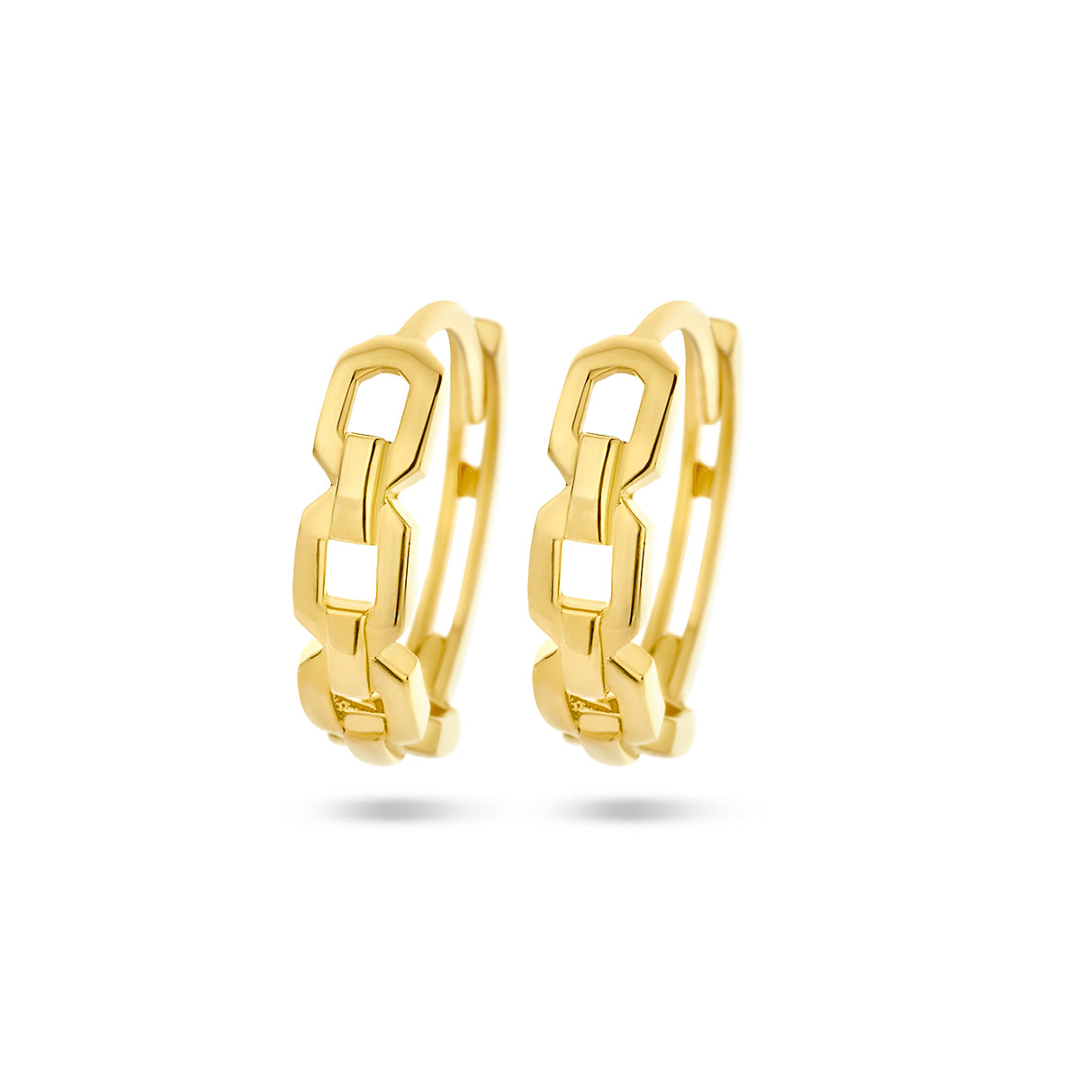 Klapoorringen schakel 14k geelgoud