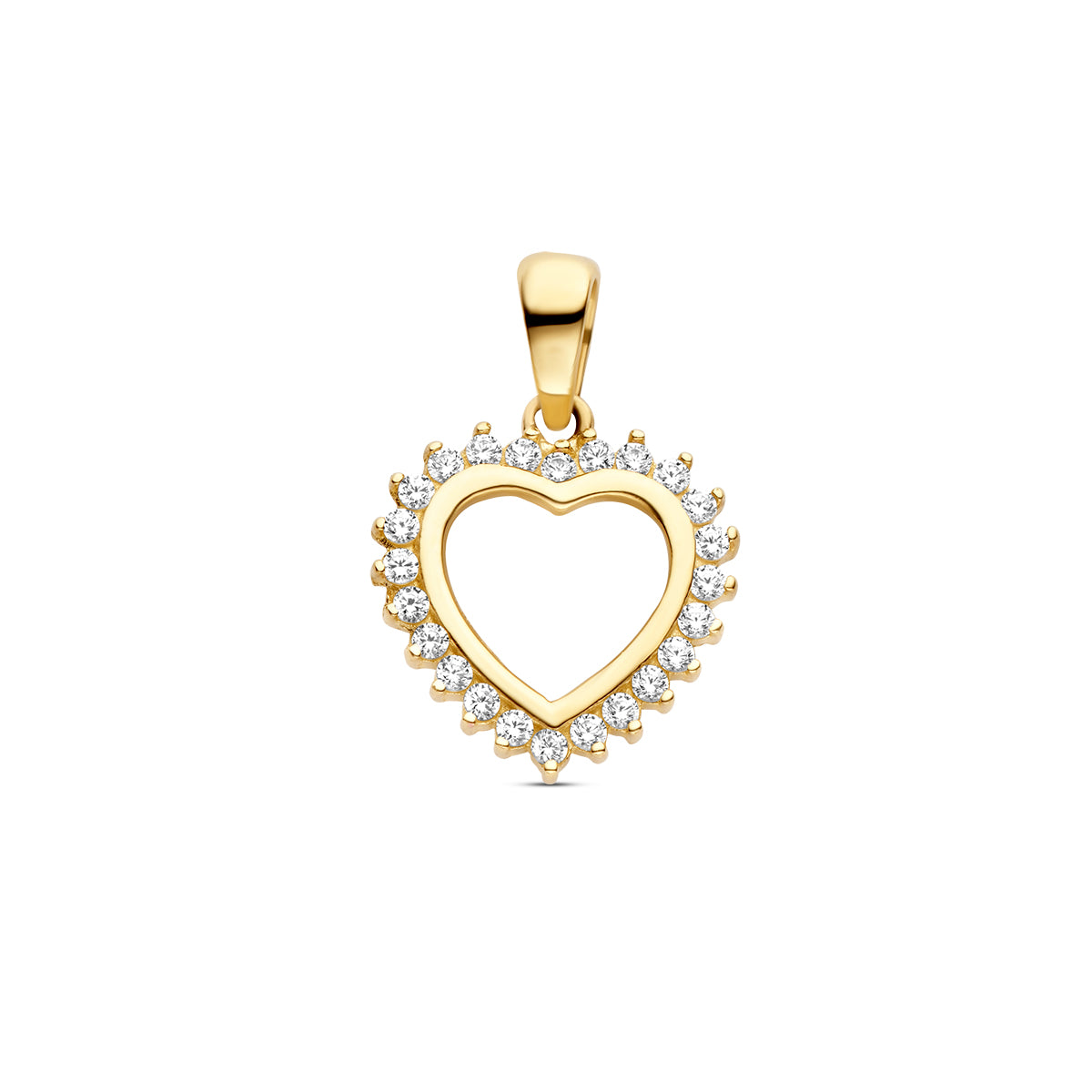 Hanger hart zirkonia 14k geelgoud