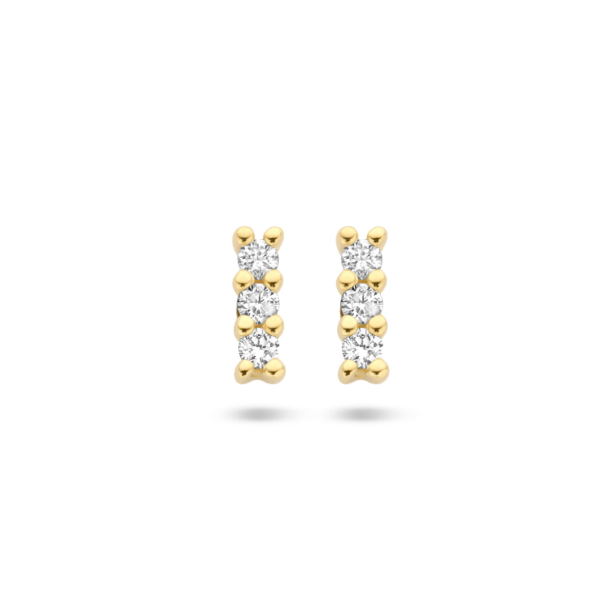 Oorknoppen diamant 0.05ct (2x 0.025ct) h p1 14k geelgoud