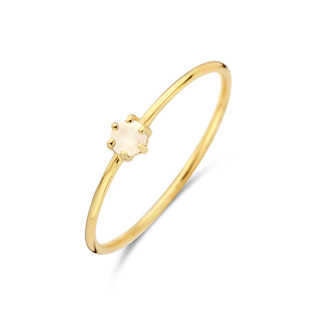 Ring met geboortesteen maansteen juni 14k geelgoud