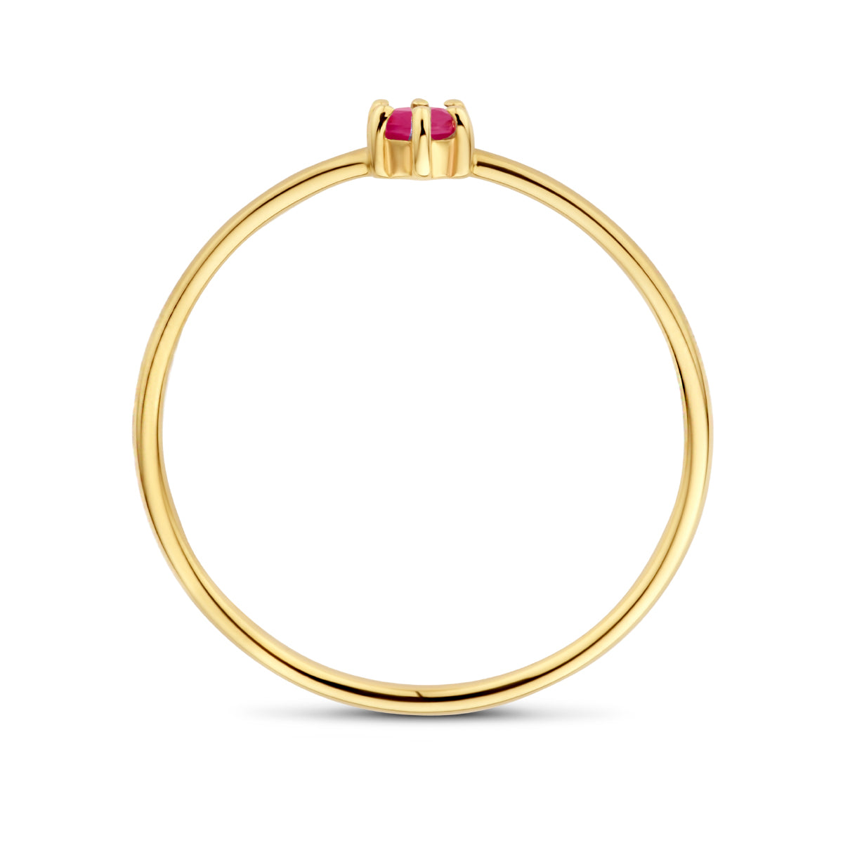 Ring met geboortesteen robijn juli 14k geelgoud