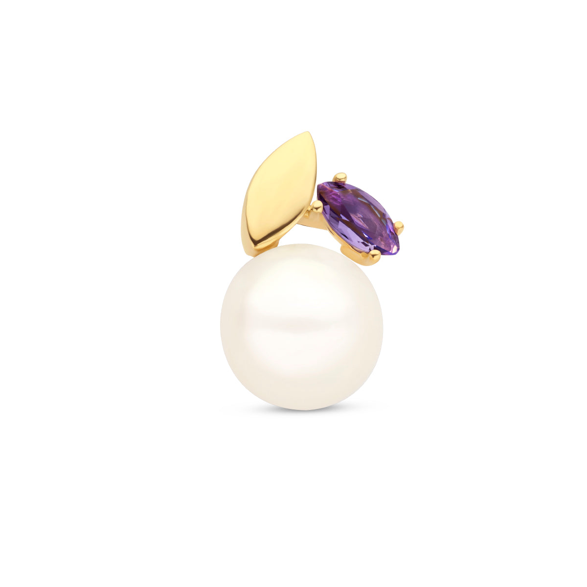 Hanger parel en amethist 14k geelgoud