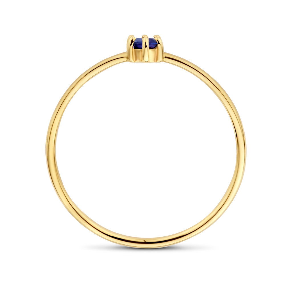 Ring met geboortesteen saffier september 14k geelgoud