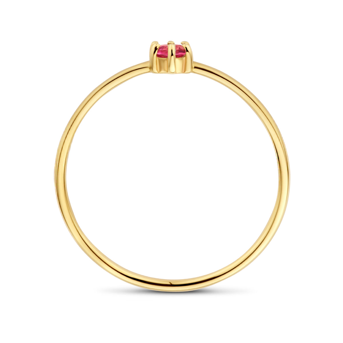 Ring met geboortesteen roze toermalijn oktober 14k geelgoud