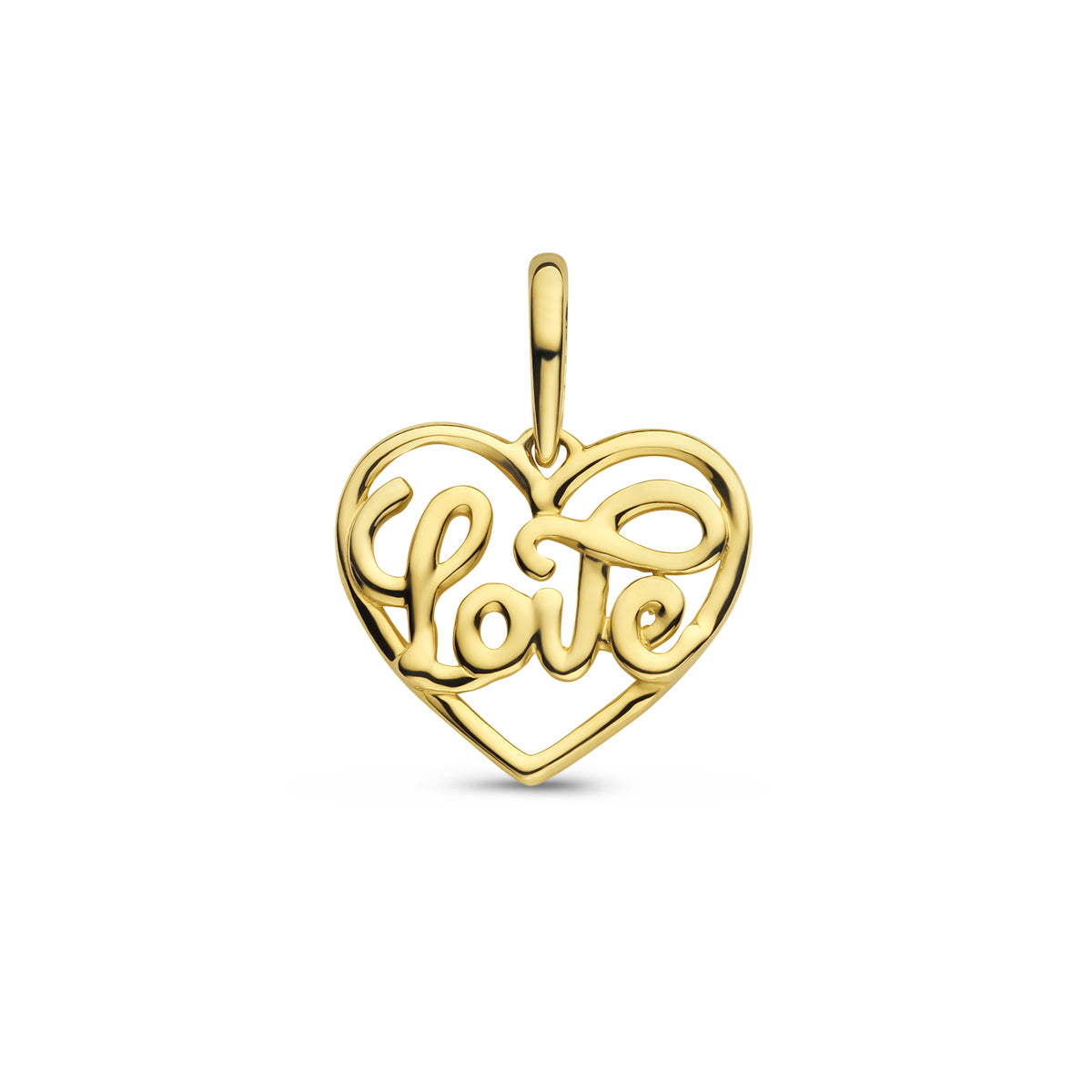 Hanger hart love 14k geelgoud