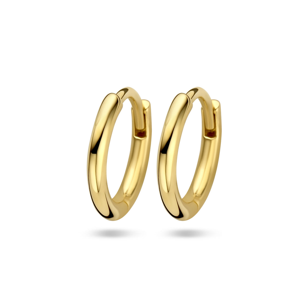 Klapoorringen 1,5 mm ronde buis 14k geelgoud