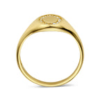 Graveerring ovaal zirkonia 14k geelgoud