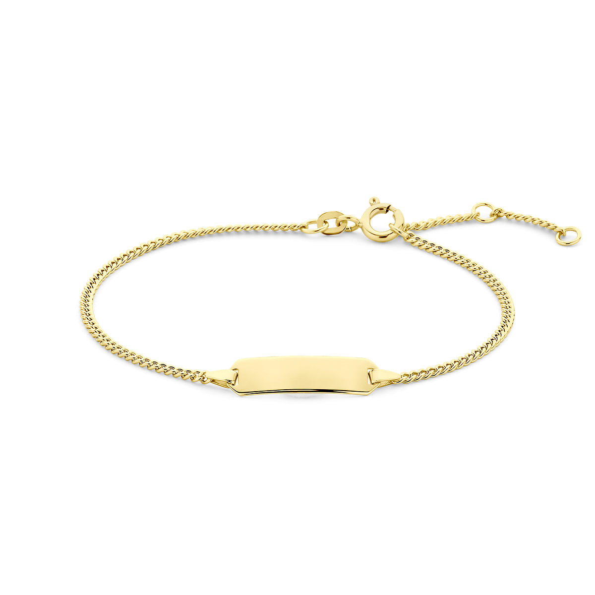 Graveerarmband gourmette plaat 5,3 mm 19 cm 14k geelgoud