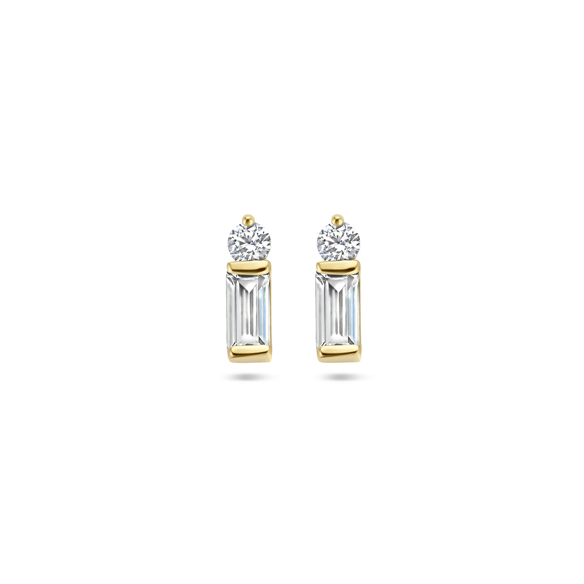 Oorknoppen zirkonia 14k geelgoud