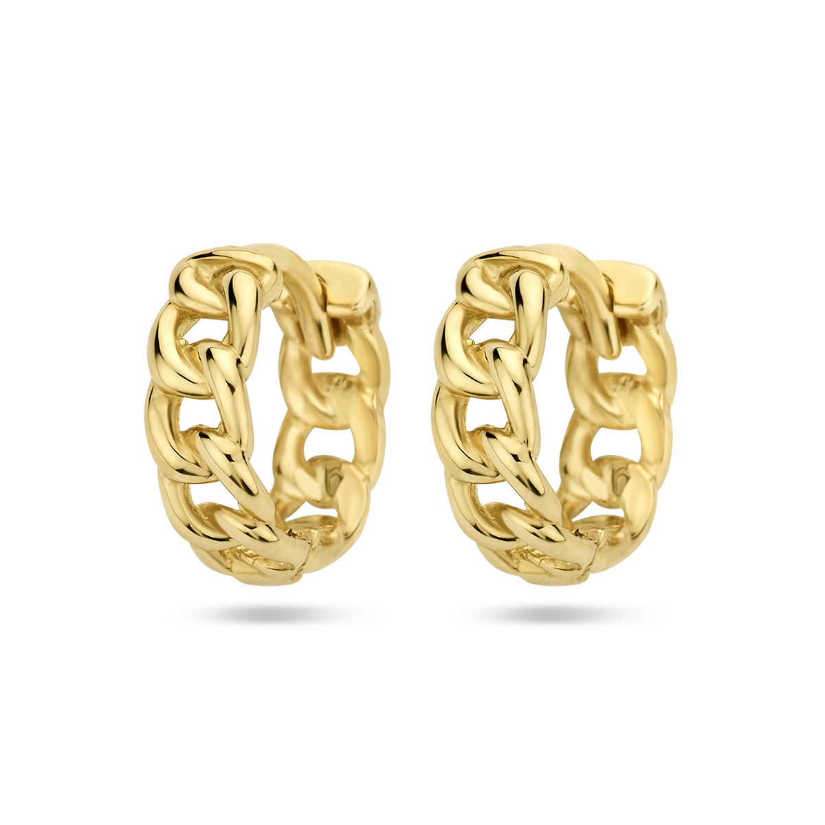 Klapoorringen schakelmotief 14k geelgoud