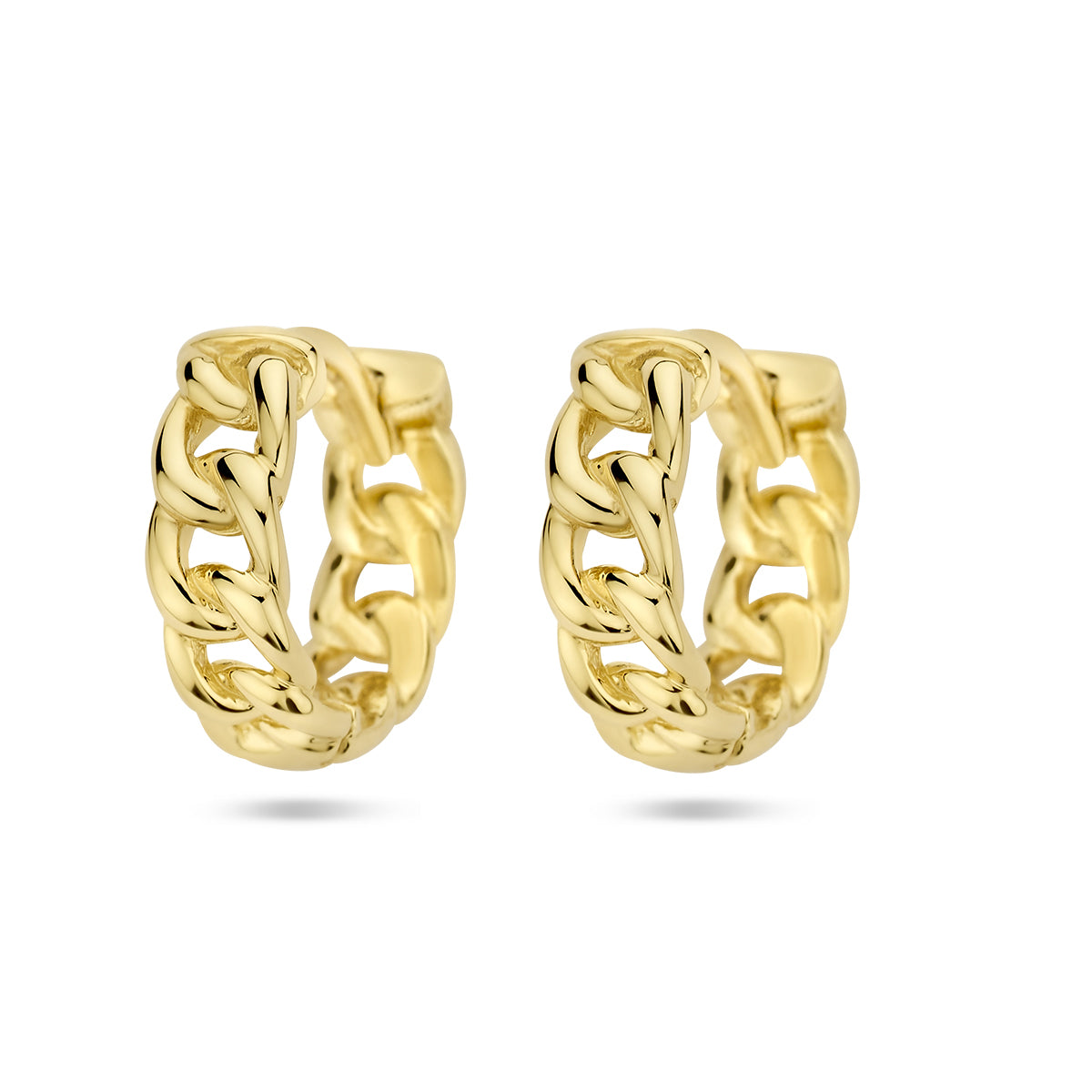 Klapoorringen schakelmotief 14k geelgoud