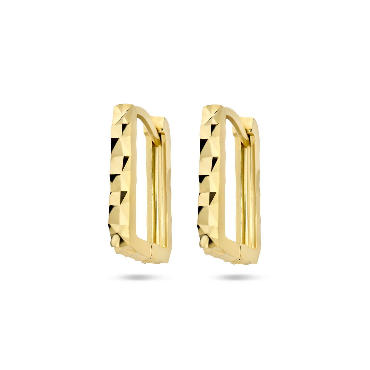 Klapoorringen gediamanteerd 14k geelgoud