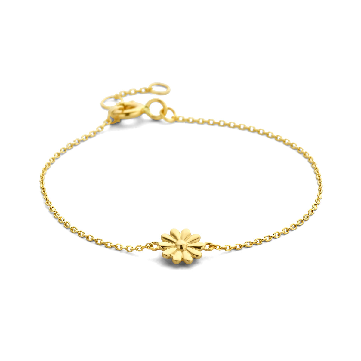 Armband bloem 11 - 12 - 13 cm 14k geelgoud