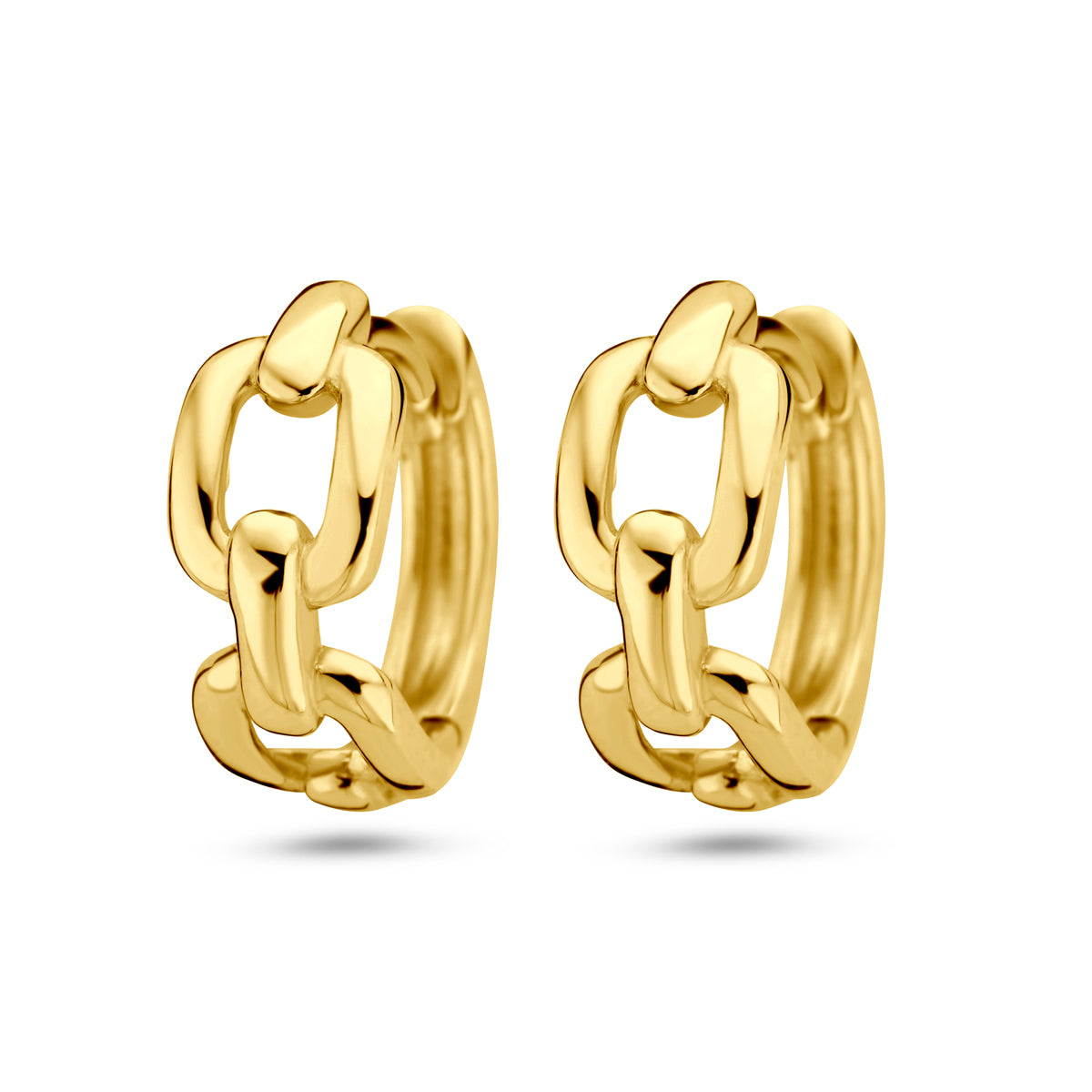 Klapoorringen schakel 14k geelgoud