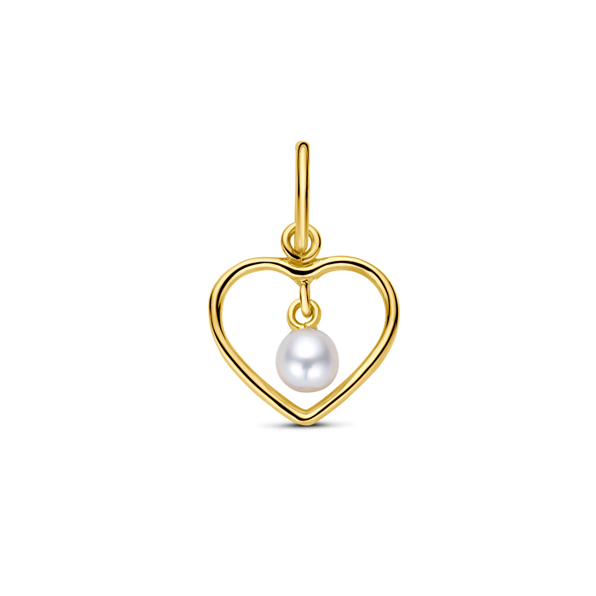 Hanger hart en parel 14k geelgoud