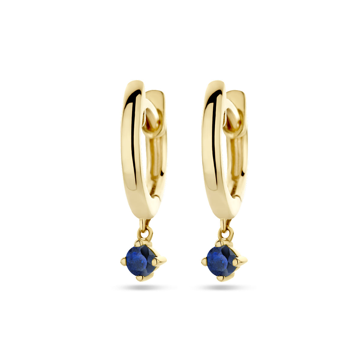 Klapoorringen saffier 14k geelgoud