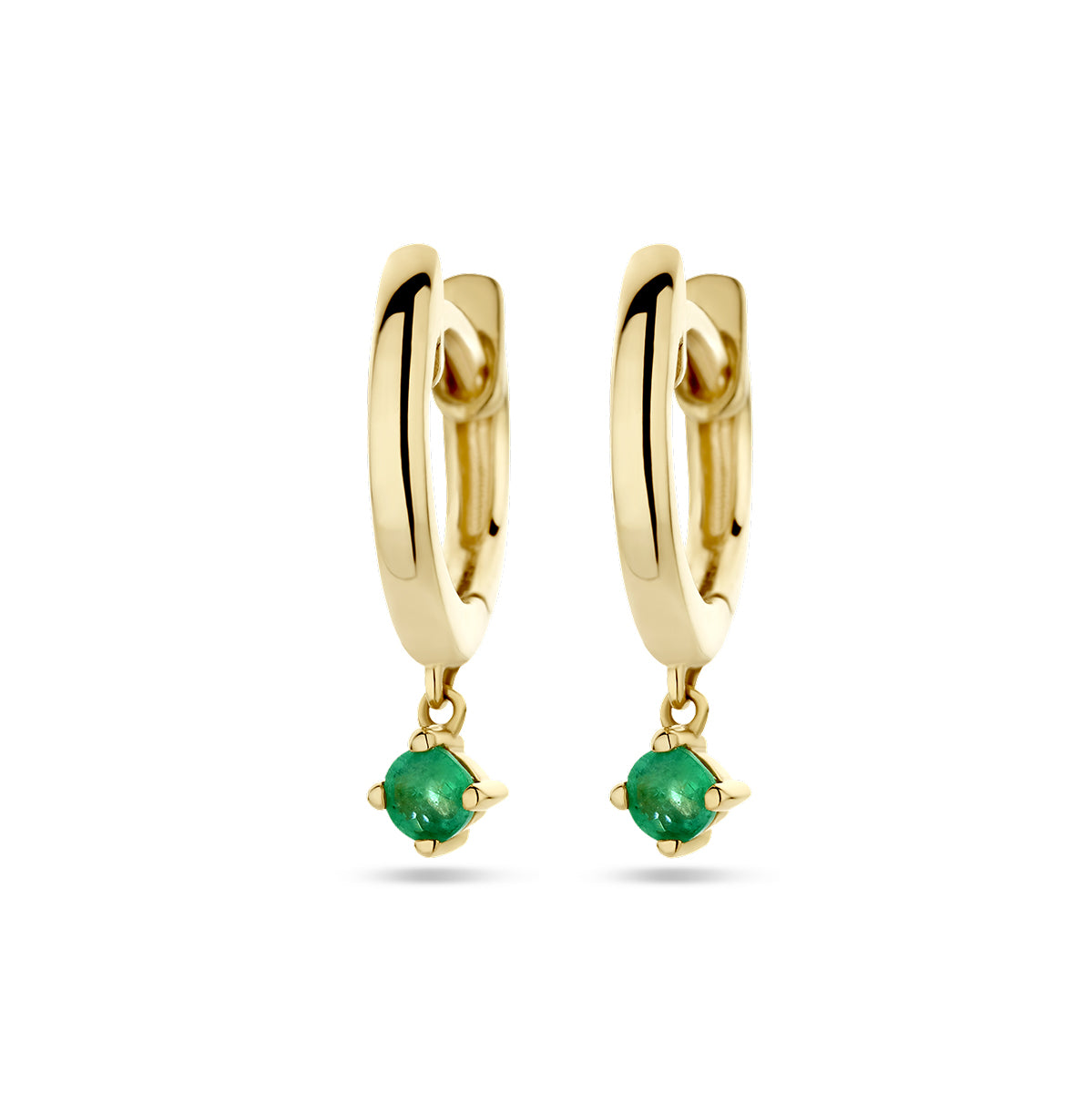 Klapoorringen smaragd 14k geelgoud