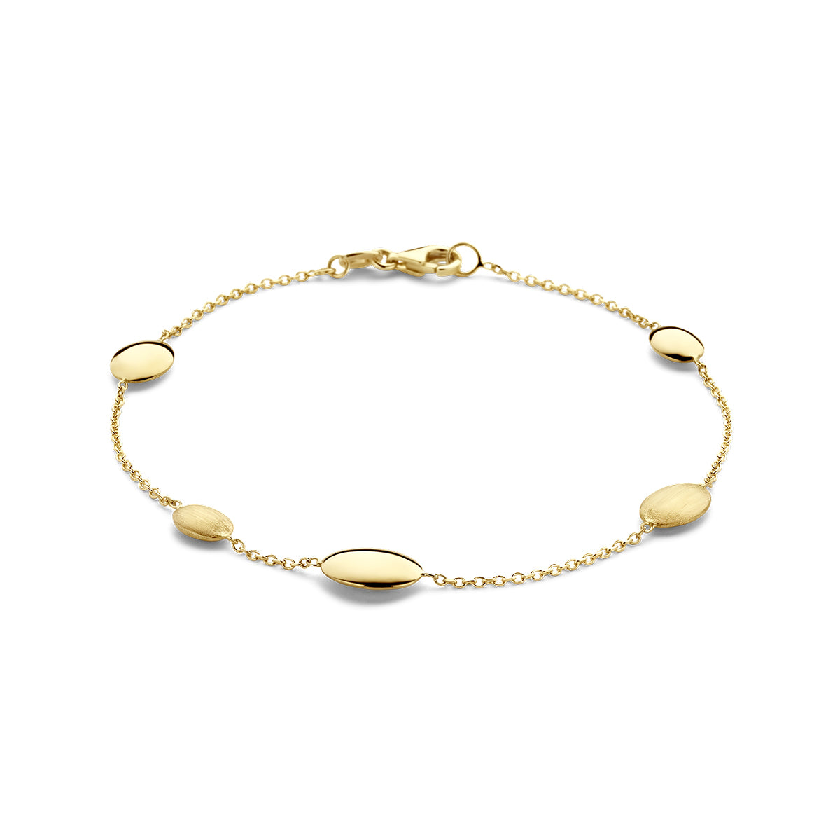 Armband 19 cm poli/mat 14k geelgoud