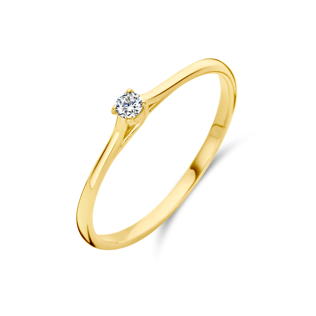 Aanzoeksring diamant 0.05ct h si 14k geelgoud