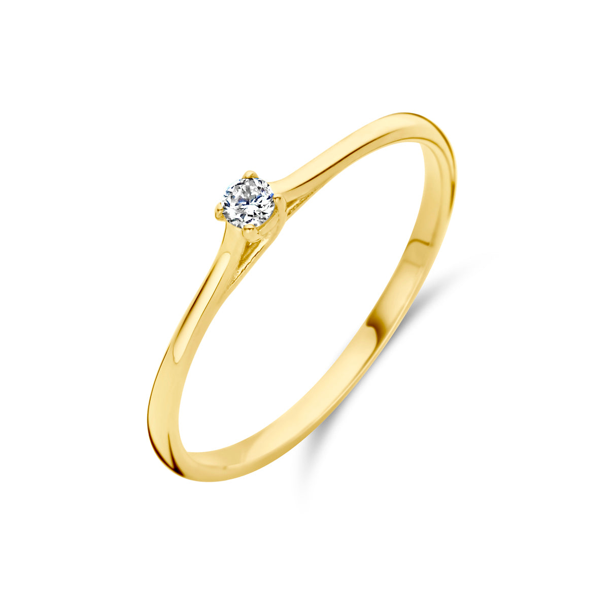 Aanzoeksring diamant 0.05ct h si 14k geelgoud
