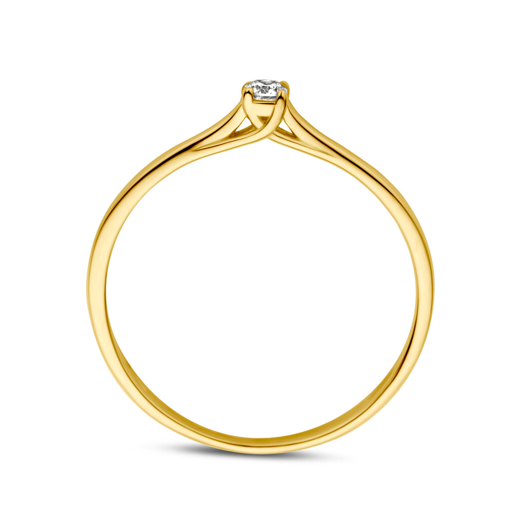 Aanzoeksring diamant 0.05ct h si 14k geelgoud