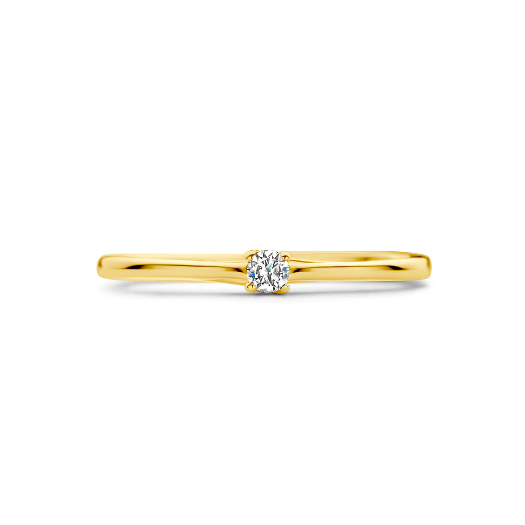 Aanzoeksring diamant 0.05ct h si 14k geelgoud