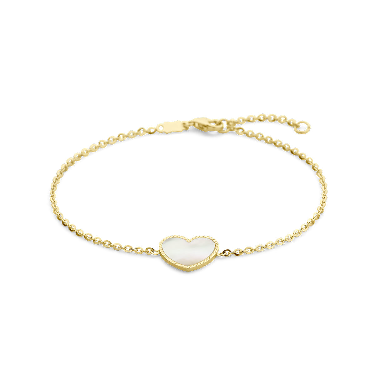 Armband hart parelmoer 1,5 mm 16 - 18 cm 14k geelgoud