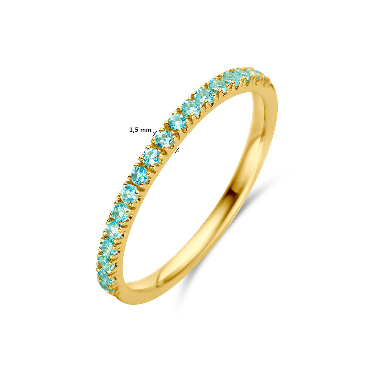 Ring met geboortesteen aquamarijn maart 14k geelgoud