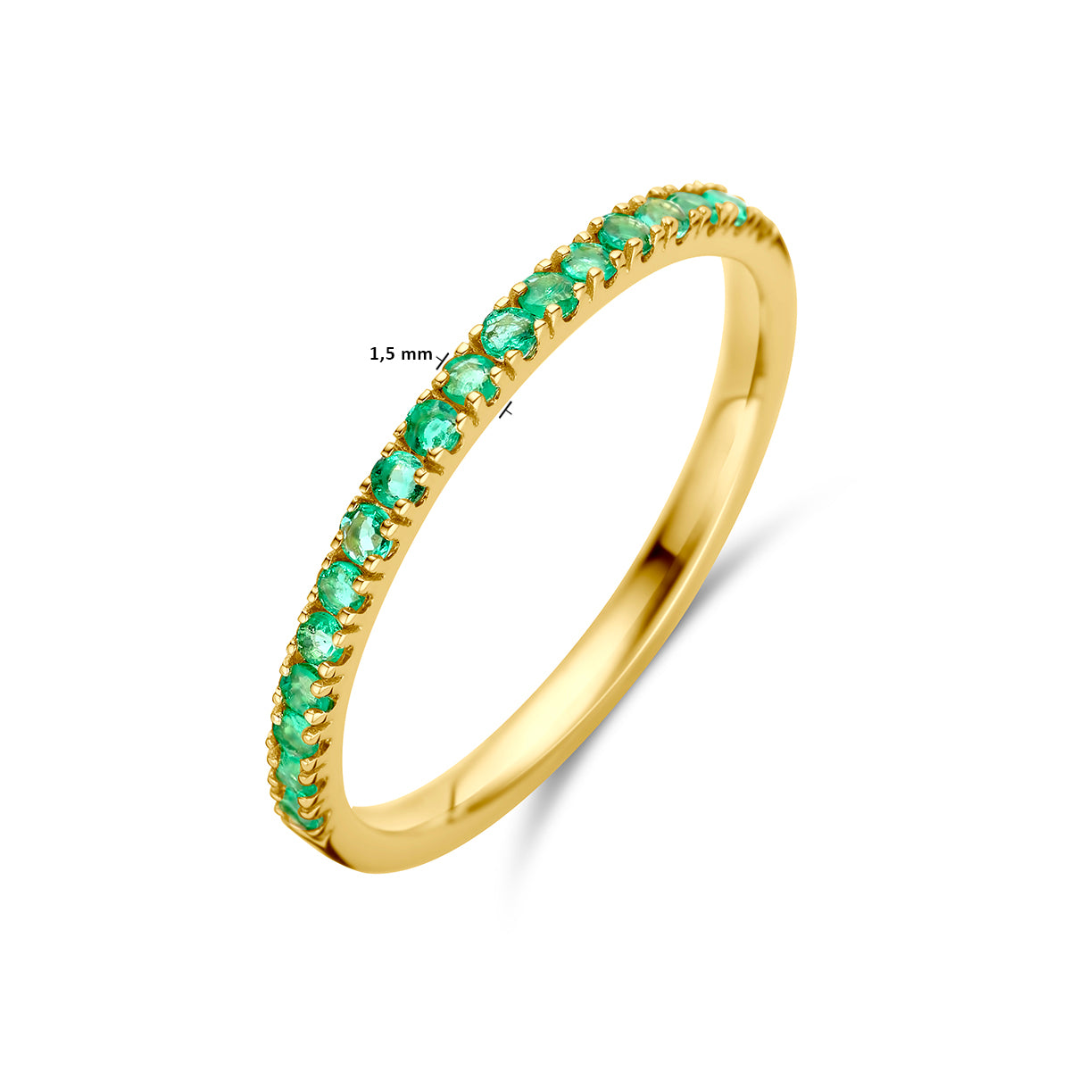 Ring met geboortesteen smaragd mei 14k geelgoud