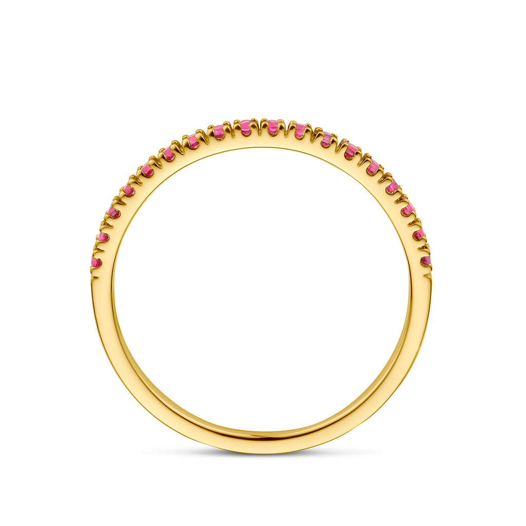 Ring met geboortesteen robijn juli 14k geelgoud