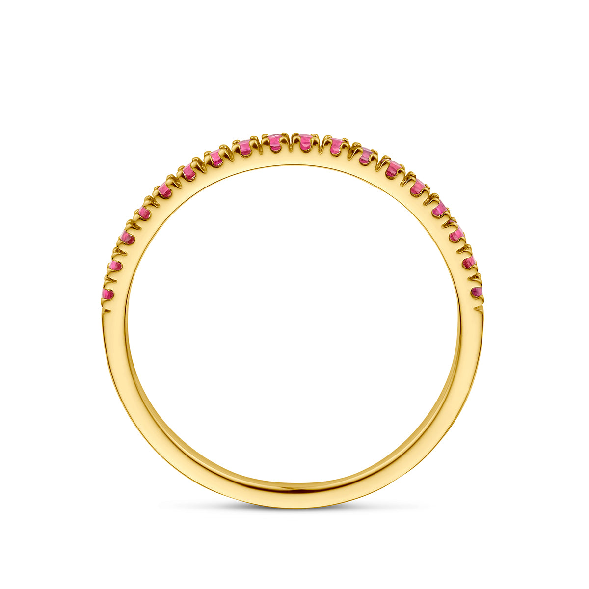 Ring met geboortesteen robijn juli 14k geelgoud